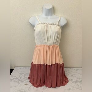 Olivia Rae Elastic Waist Dress Womens S Colorblock Spaghetti Strap Pullover​